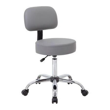 BOSS OFFICE PRODUCTS Boss Gray Caressoft Vinyl Medical Stool with Back Cushion - Gray B245-GY